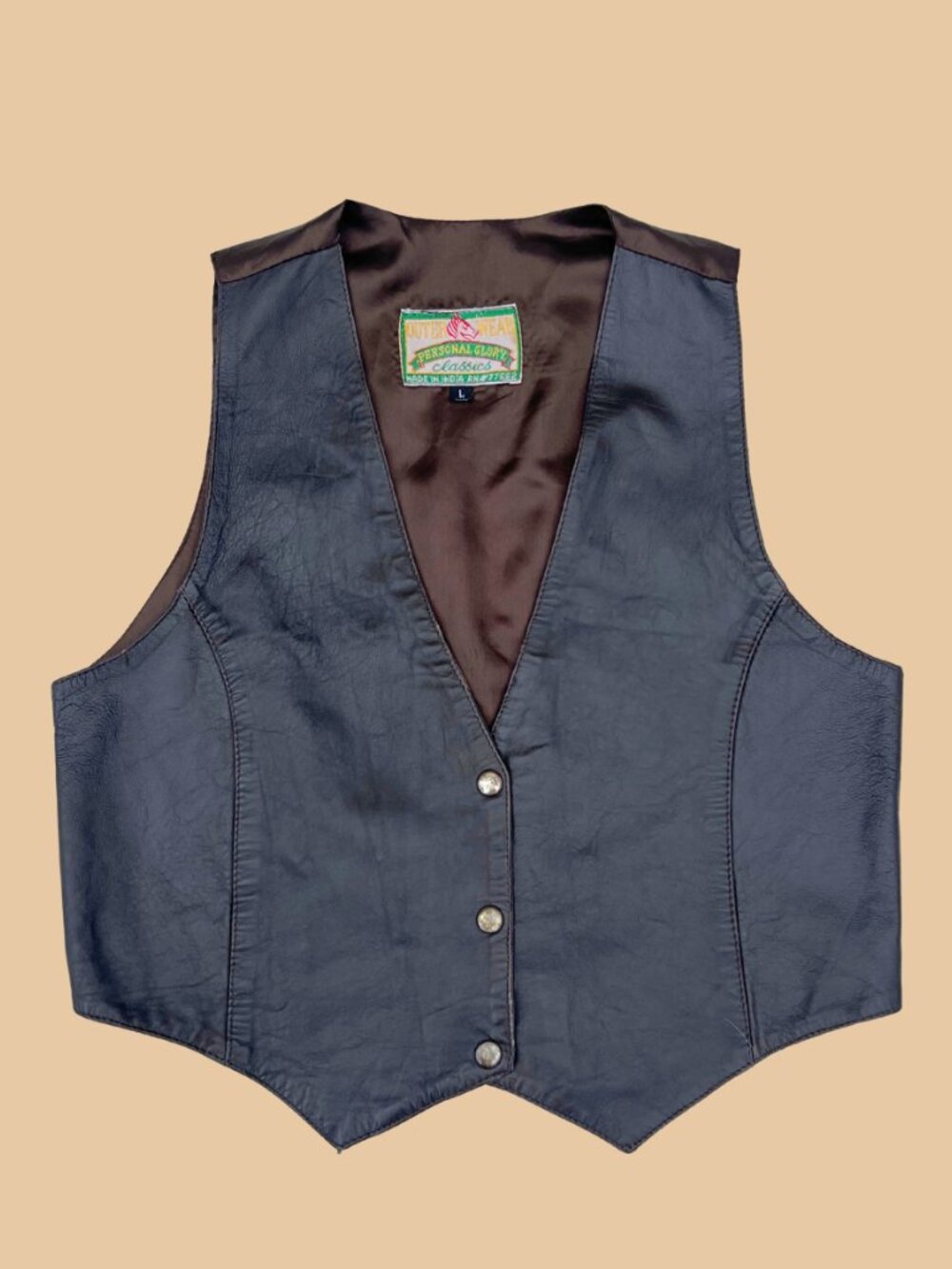 Vintage Dark Brown Genuine Leather Western Vest